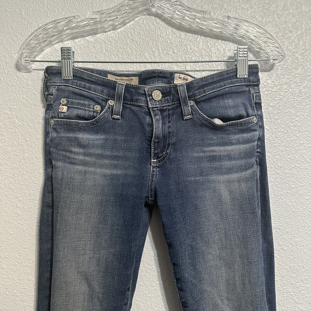 AG Adriano Goldschmied Women's Size 25 Blue Jeans The Stilt Roll Up Cigarette - Picture 2 of 10